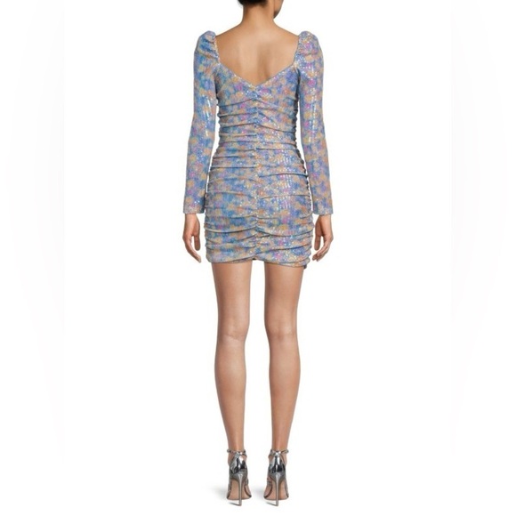 NEW! SAYLOR Lawren Multicolor Sequin Ruched Long Sleeve Mini Dress ✨Small NWT! - Picture 7 of 14